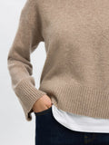 Cille Cashmere Blend Ls Knit O-Neck - Irish Cream