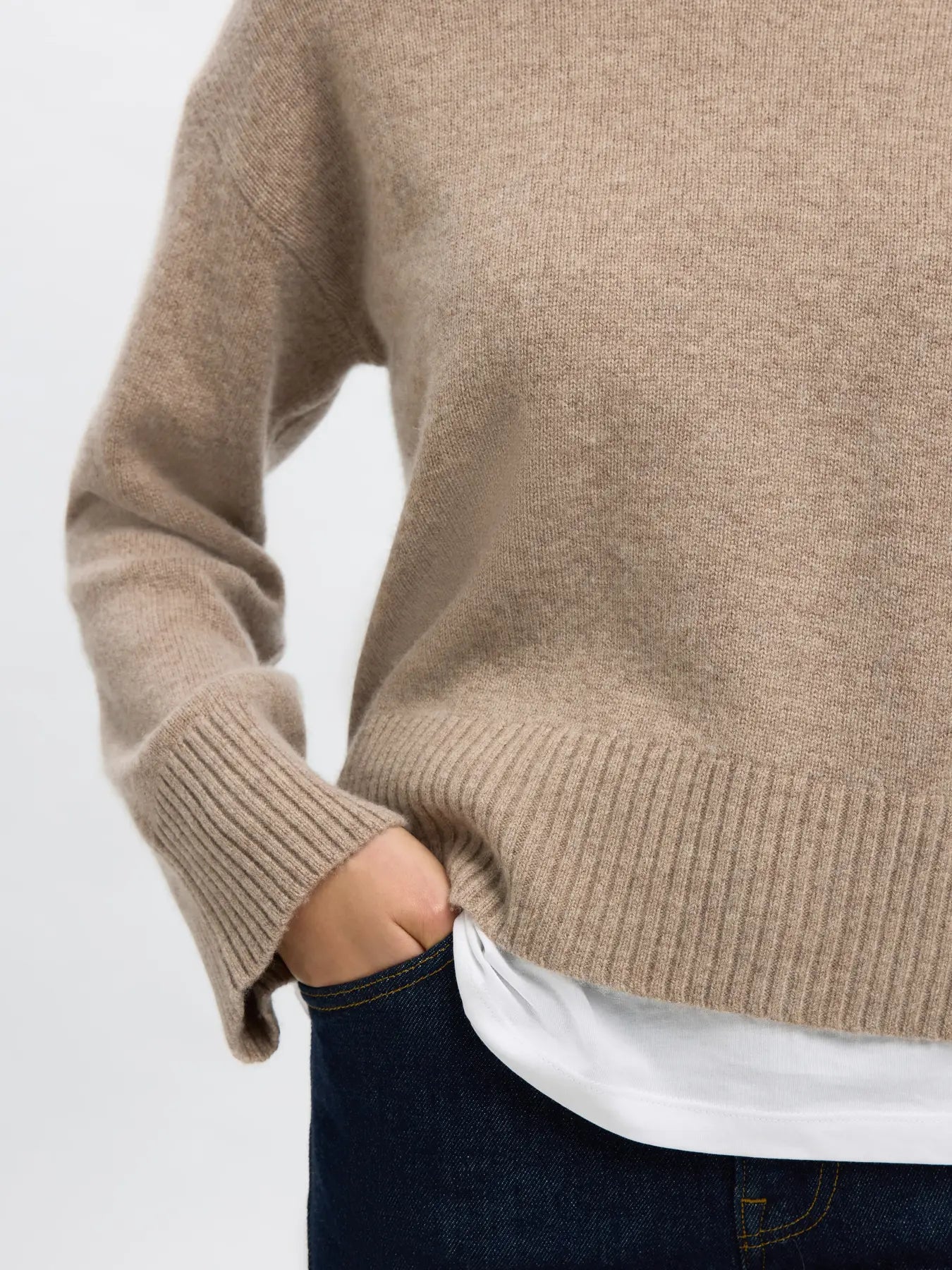 Cille Cashmere Blend Ls Knit O-Neck - Irish Cream