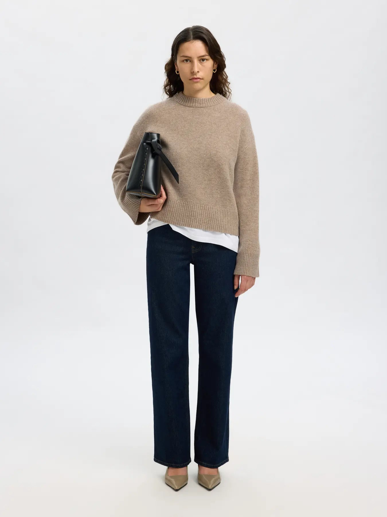 Cille Cashmere Blend Ls Knit O-Neck - Irish Cream