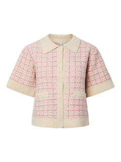 Yaslivia Ss Knit Cardigan - Birch Rose Violet/Ballerina