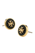 Icon Enamel Stud Earrings - Tory Gold/Black