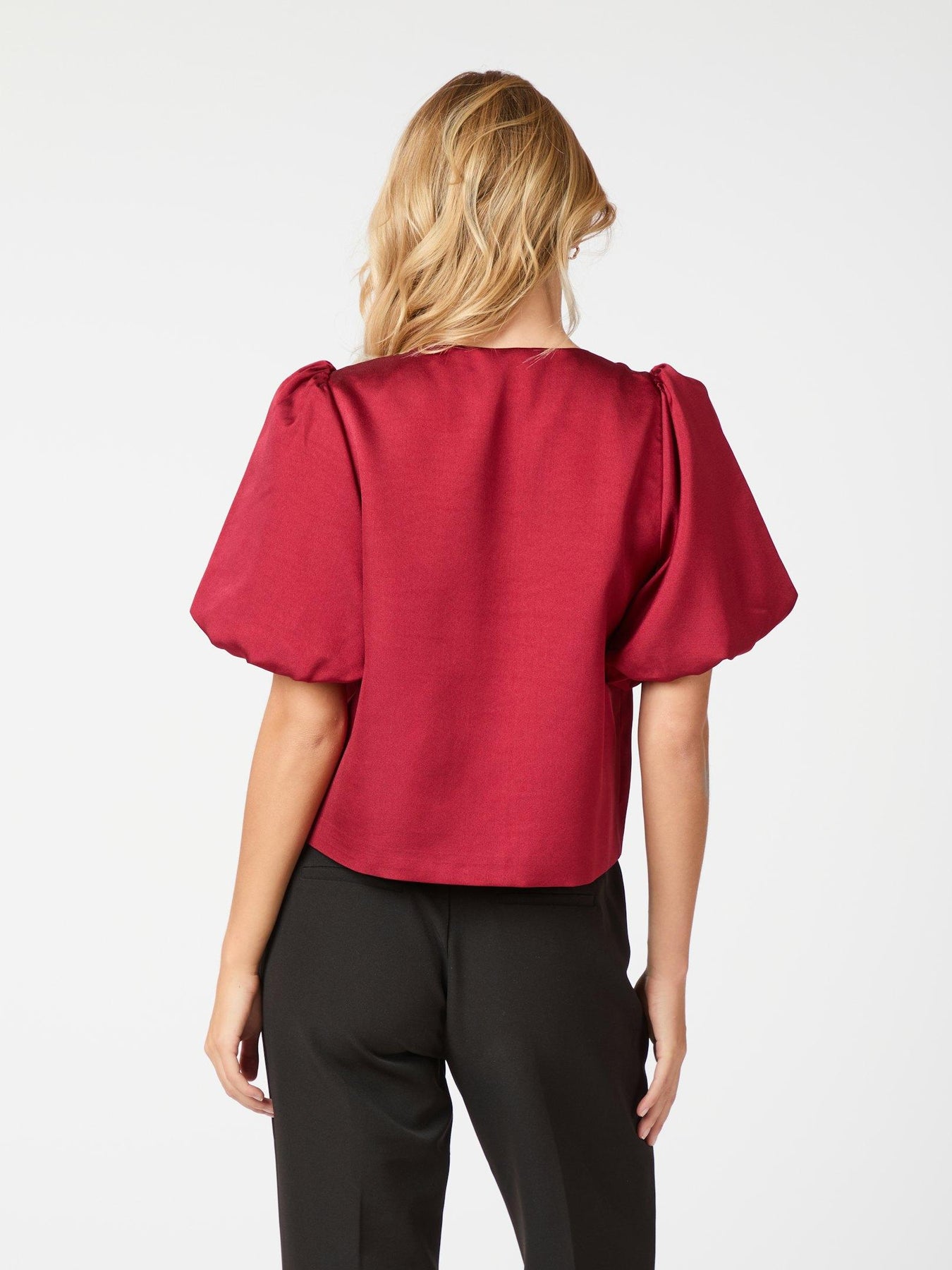 Aska Dull Satin Blouse - Wine
