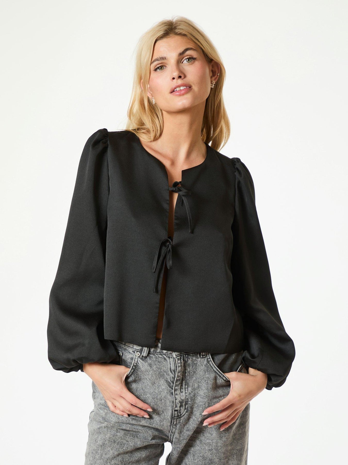 Daliska Dull Satin Blouse - Black