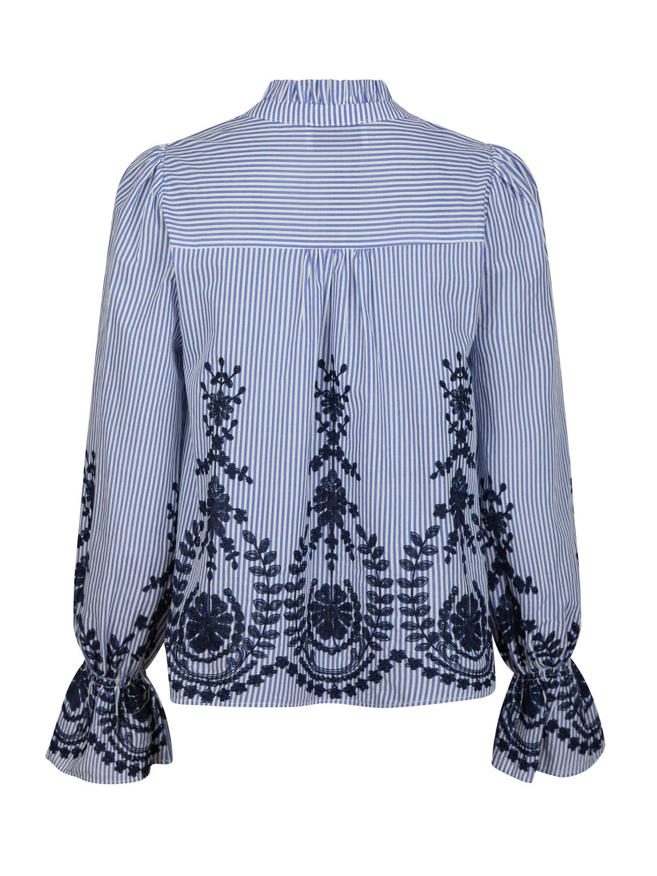 Amara Stripe Emb Blus - Blå
