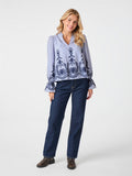 Amara Stripe Emb Blus - Blå