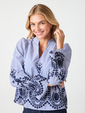 Amara Stripe Emb Blus - Blå
