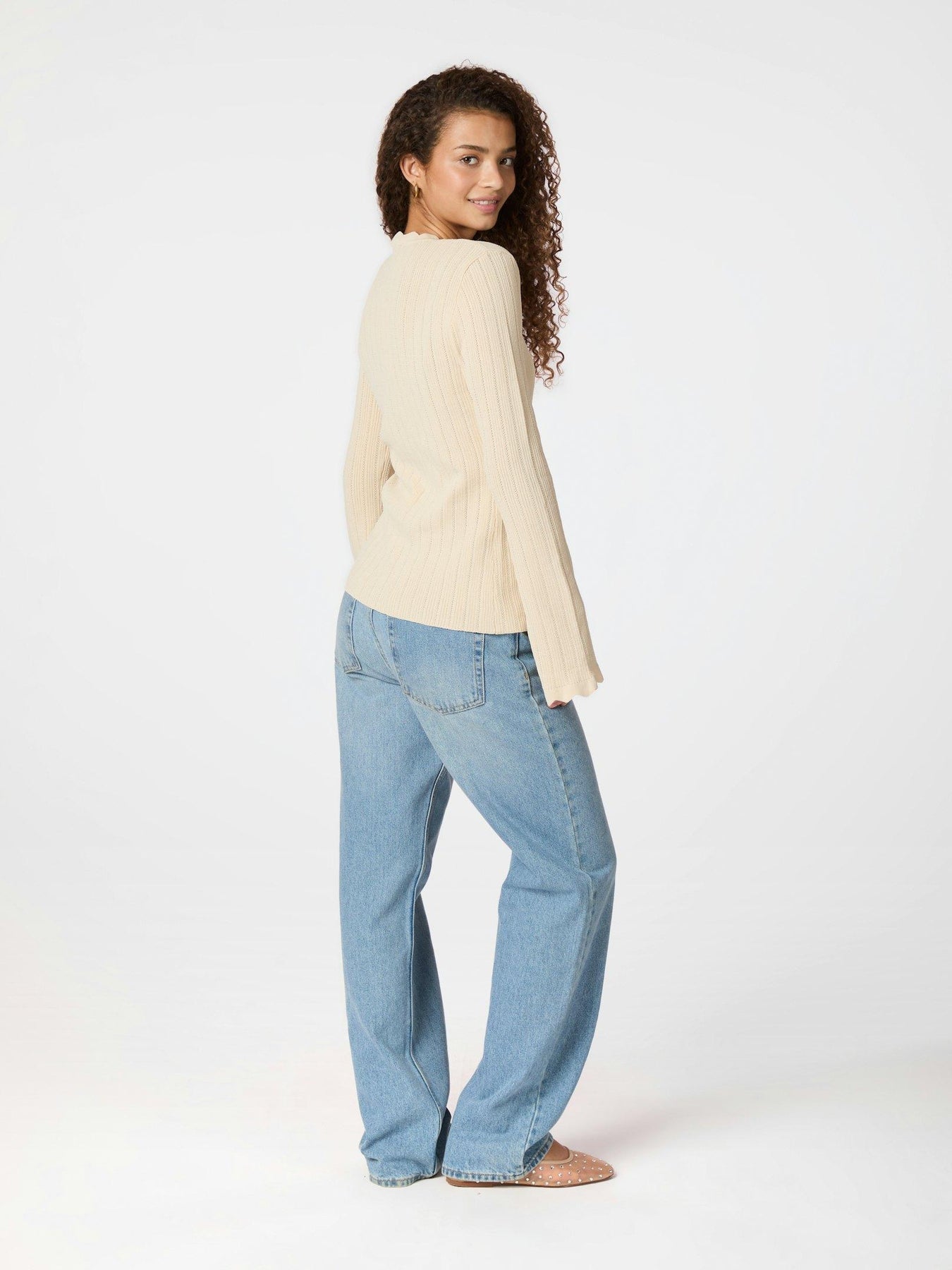 Clara Stitch Knit Blouse - Sand