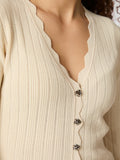 Clara Stitch Knit Blouse - Sand