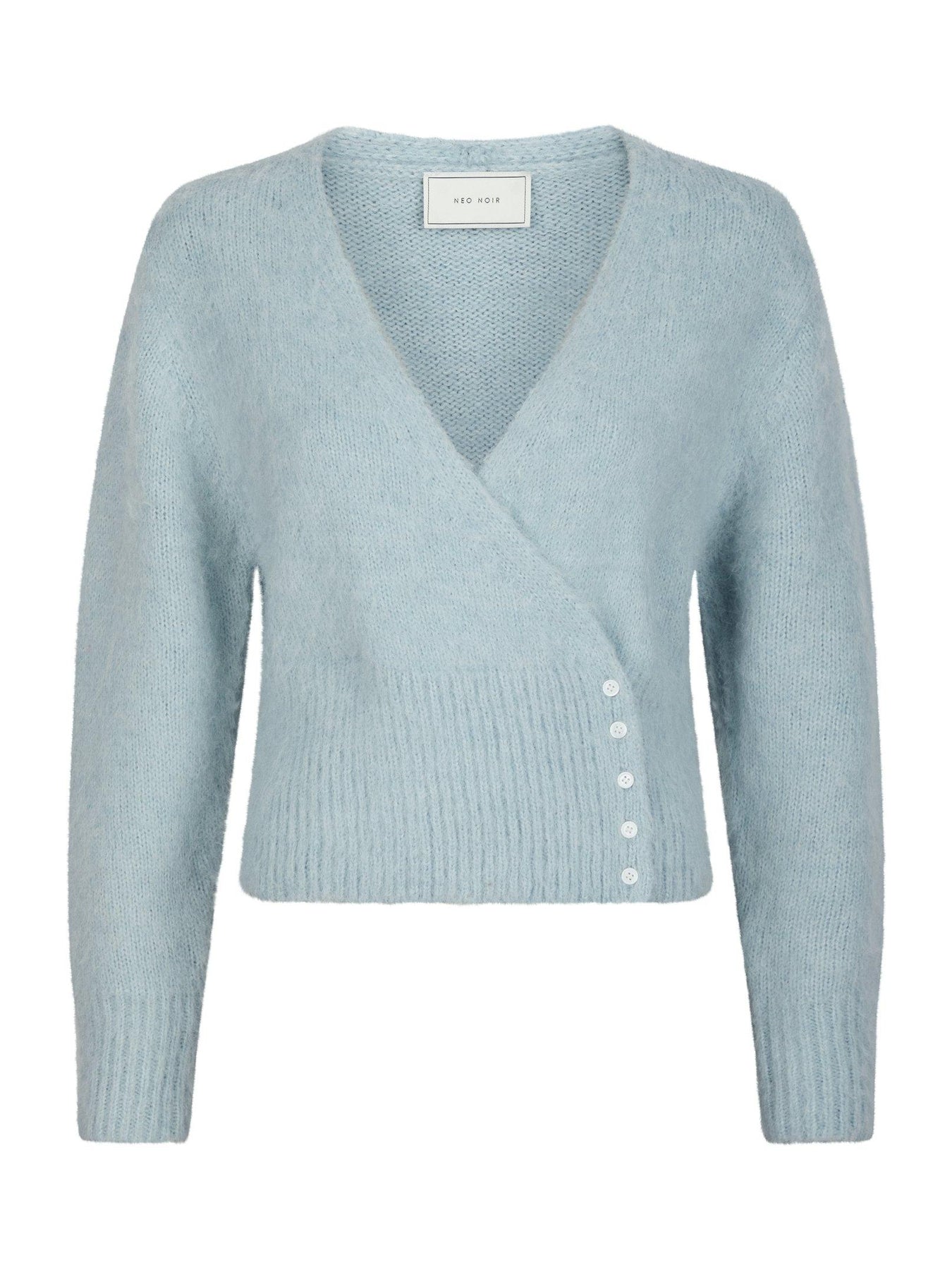 Kilua Fluffy Wrap Knit Blouse - Ljusblå