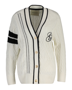 Gant Varsity Cable Cardigan - Eggshell