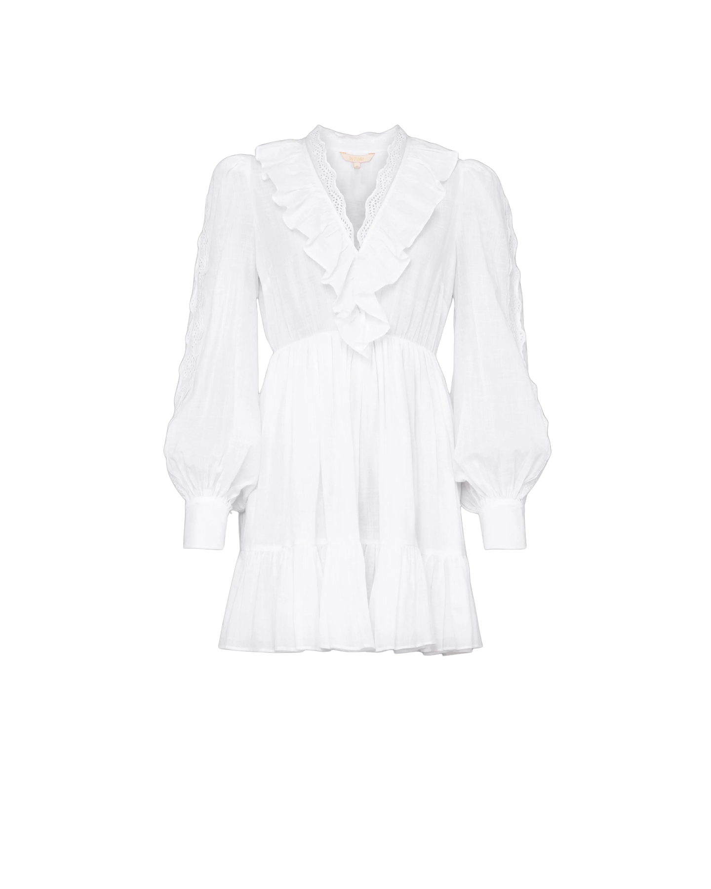 Cotton Slub V-Neck Dress - Vit