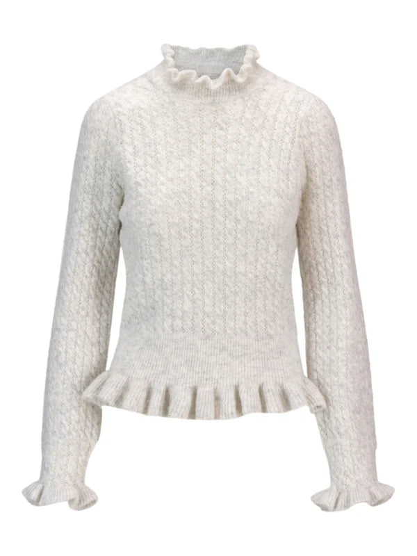 Vienna Alpaca Sweater - Light Grey Melange
