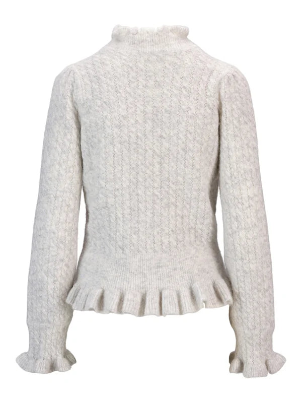 Vienna Alpaca Sweater - Light Grey Melange