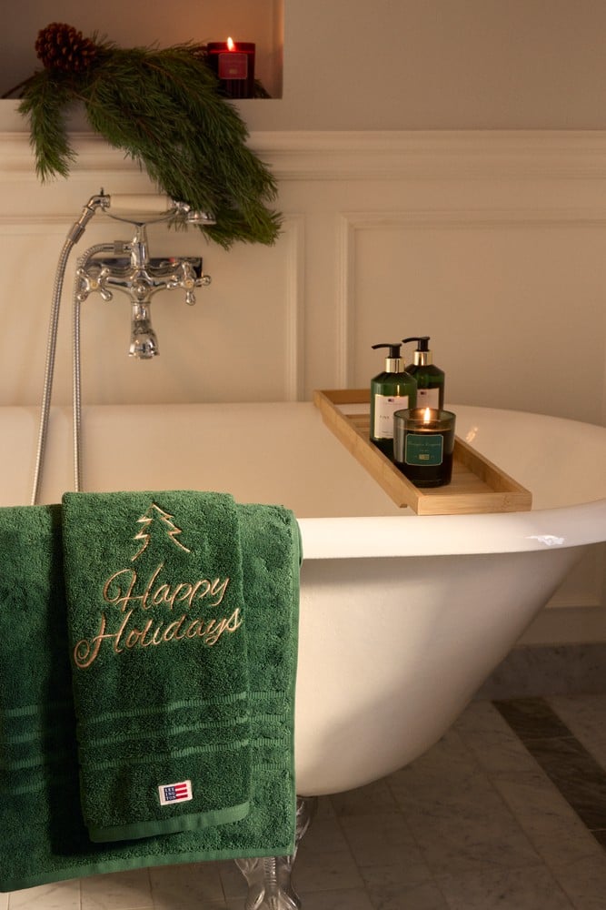 Original Towel Happy Holidays 50X70 - Juniper Green/Lt Beige
