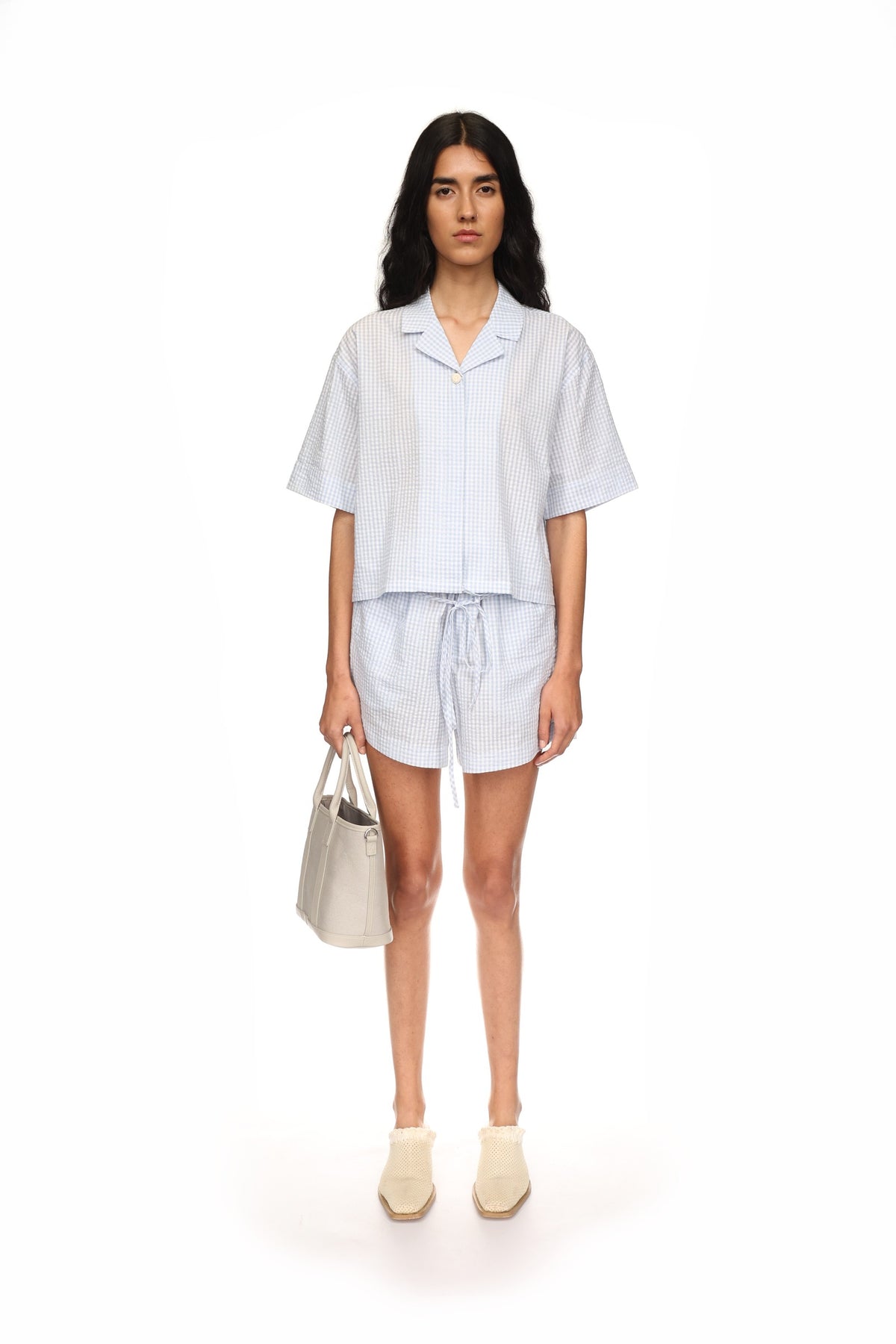 Edgar Cropped Shirt - Lt. Blue Mix