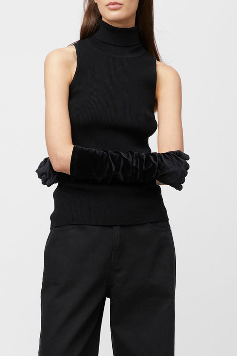 Velour Opera Gloves - Jet Black