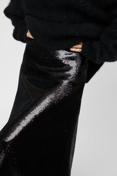 Bias Cut Sequin Skirt - Jet Black