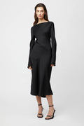 Longsleeve Bias Cut Slip Dress - Jet Black