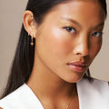 Pave Hoop & Starburst Drop Earring  - Pale Gold