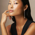 Statement Crystal Drop Earrings  - Pale Gold