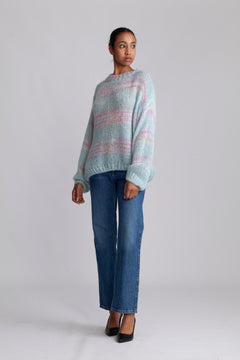 Shilo L/S Knit Jumper - Blue/Pink Rainbow