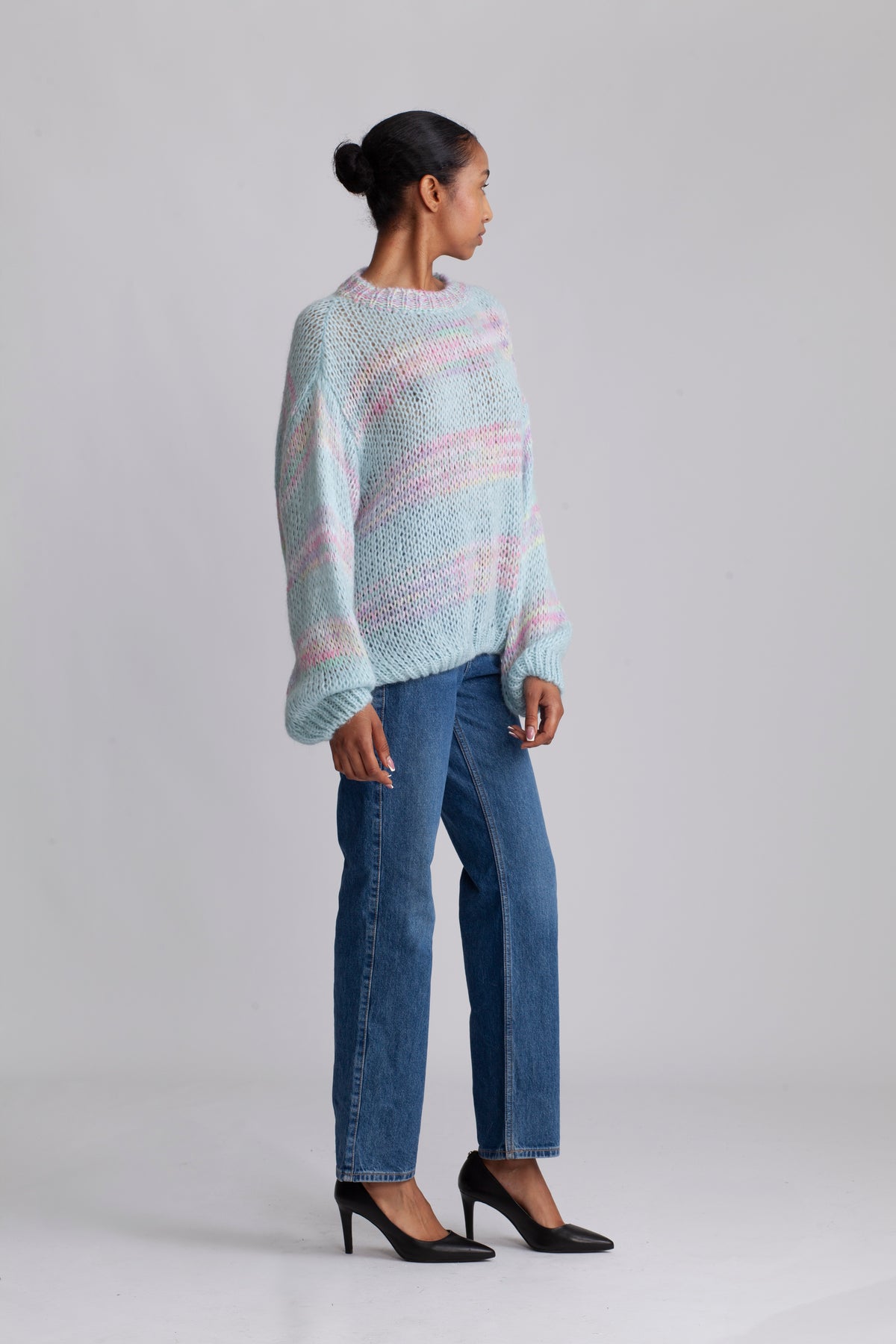 Shilo L/S Knit Jumper - Blue/Pink Rainbow