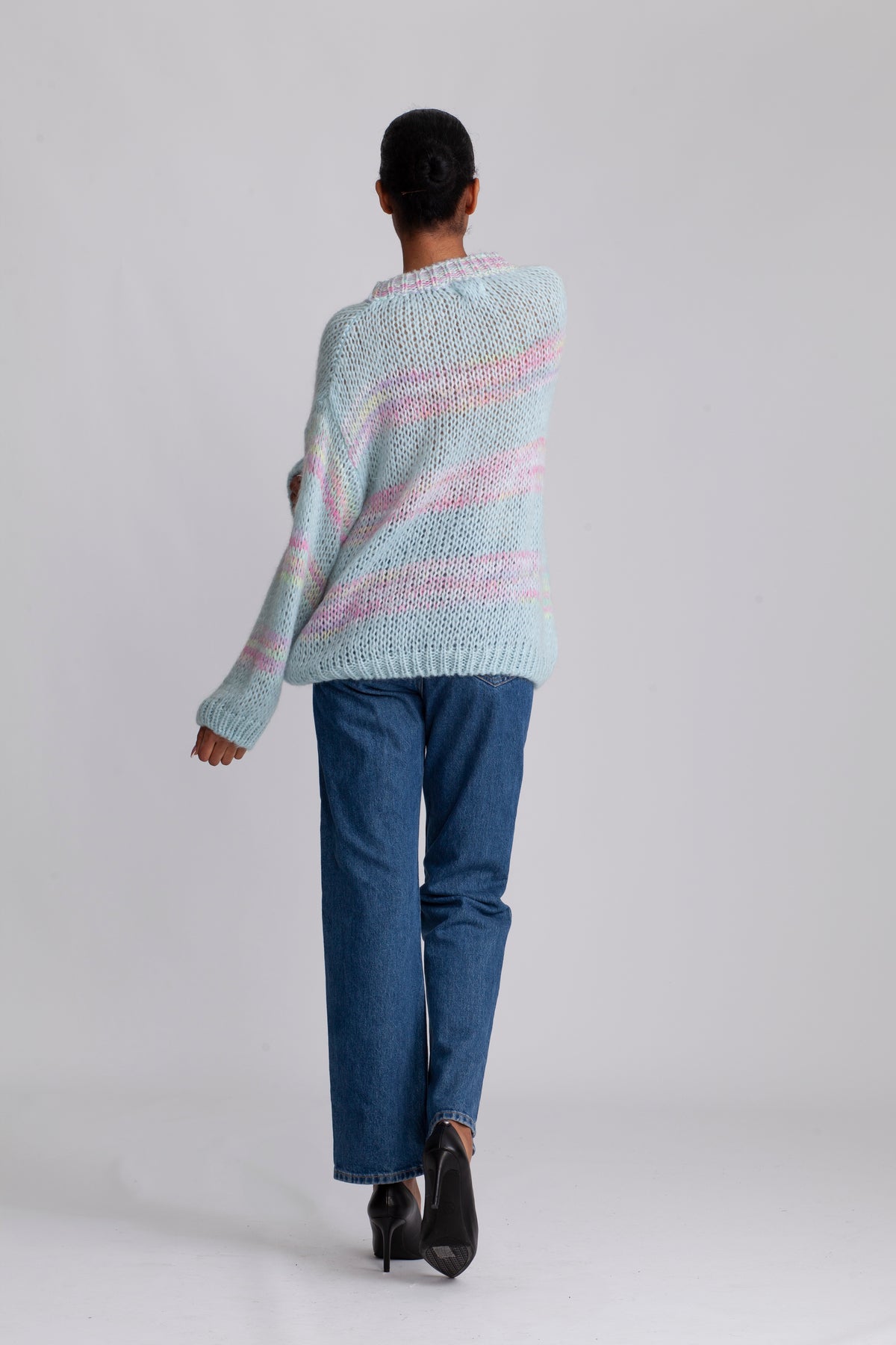 Shilo L/S Knit Jumper - Blue/Pink Rainbow