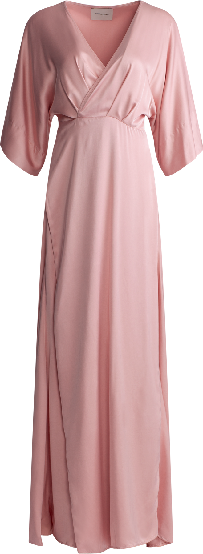 Lilly Wrap Satin Maxi Dress - Blush