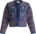 Valeria Print L/Slv Quilted Coat - Navy