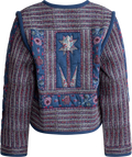 Valeria Print L/Slv Quilted Coat - Navy