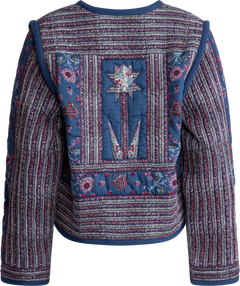 Valeria Print L/Slv Quilted Coat - Navy