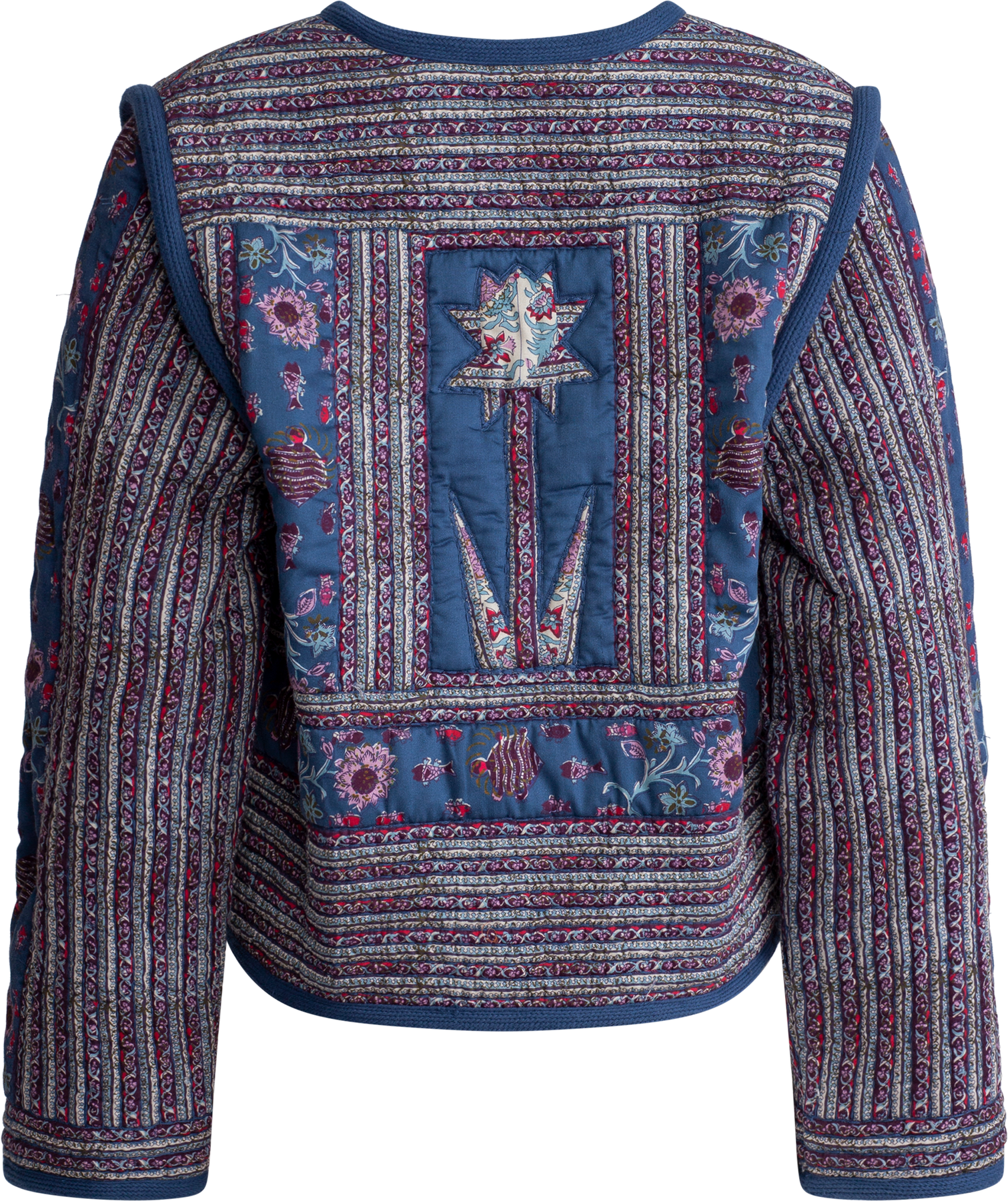 Valeria Print L/Slv Quilted Coat - Navy