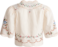 Edwina Embroidery S/Slv Tie Front Top - White
