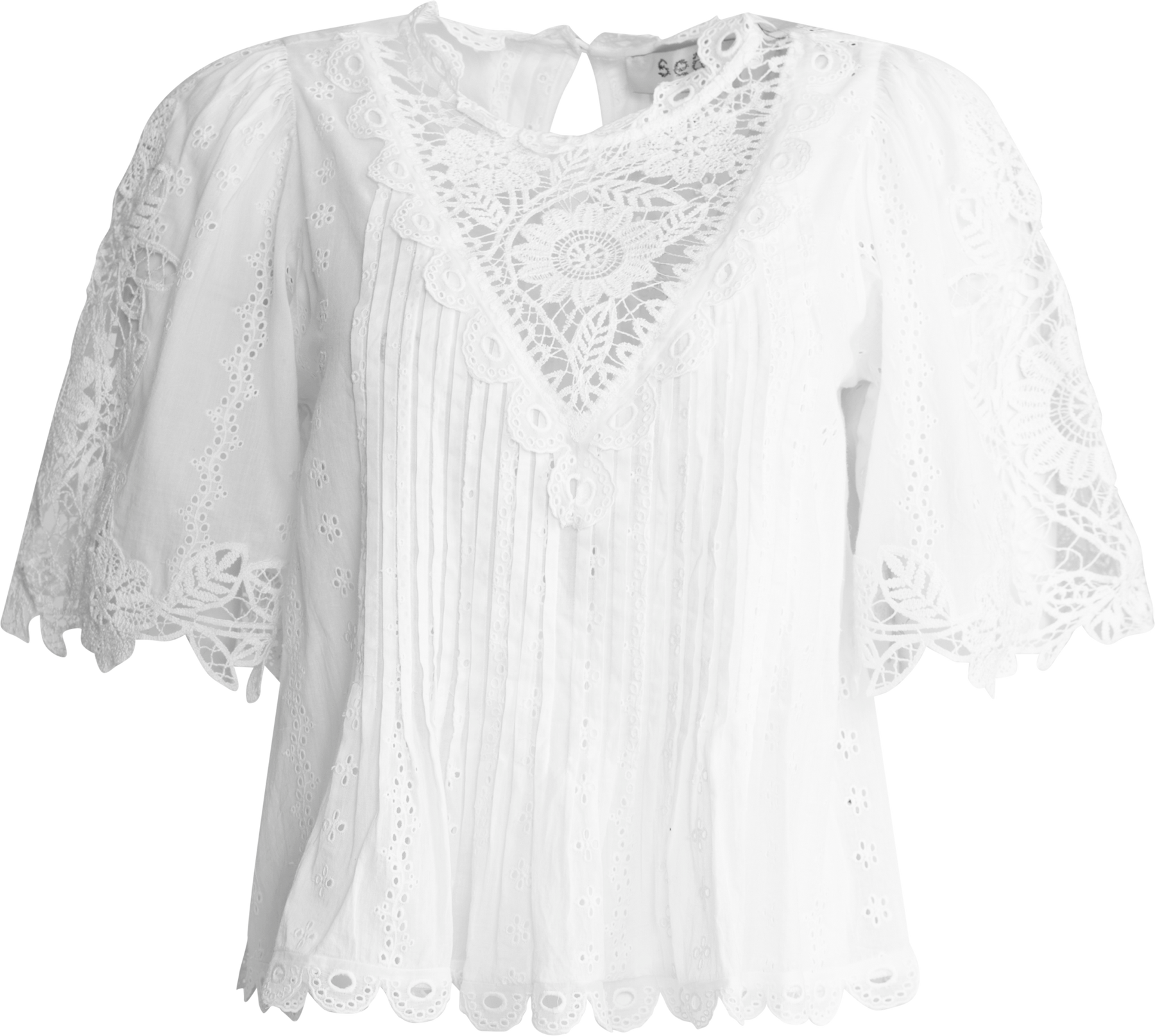 Marcella Lace S/Slv Top - White