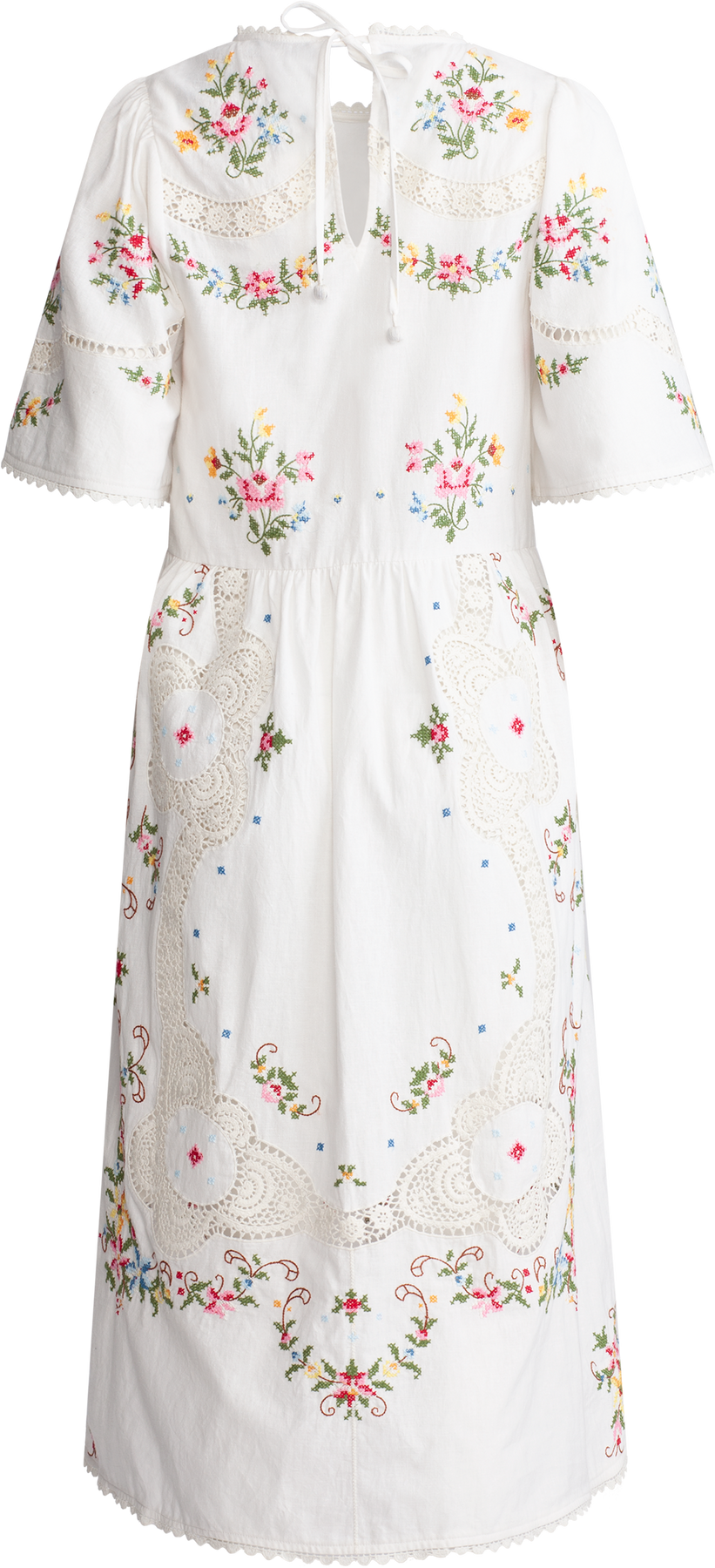Edwina Embroidery S/Slv Dress - White