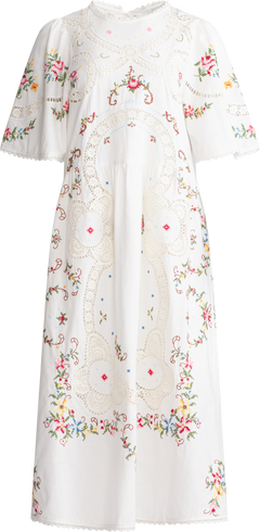 Edwina Embroidery S/Slv Dress - White