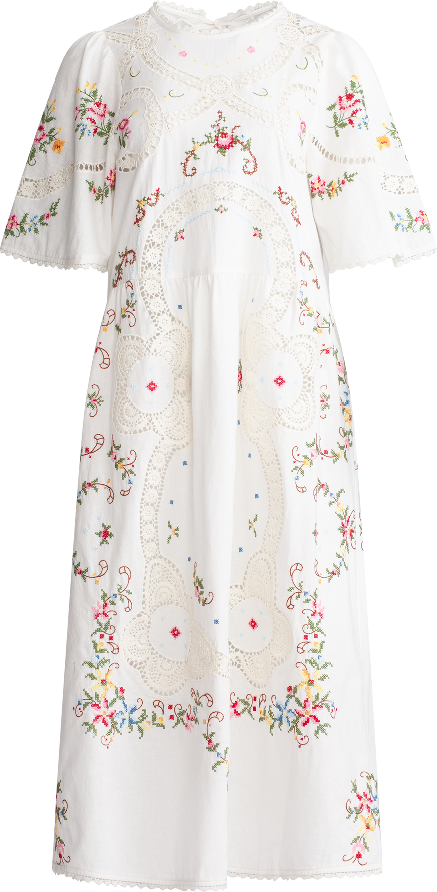 Edwina Embroidery S/Slv Dress - White