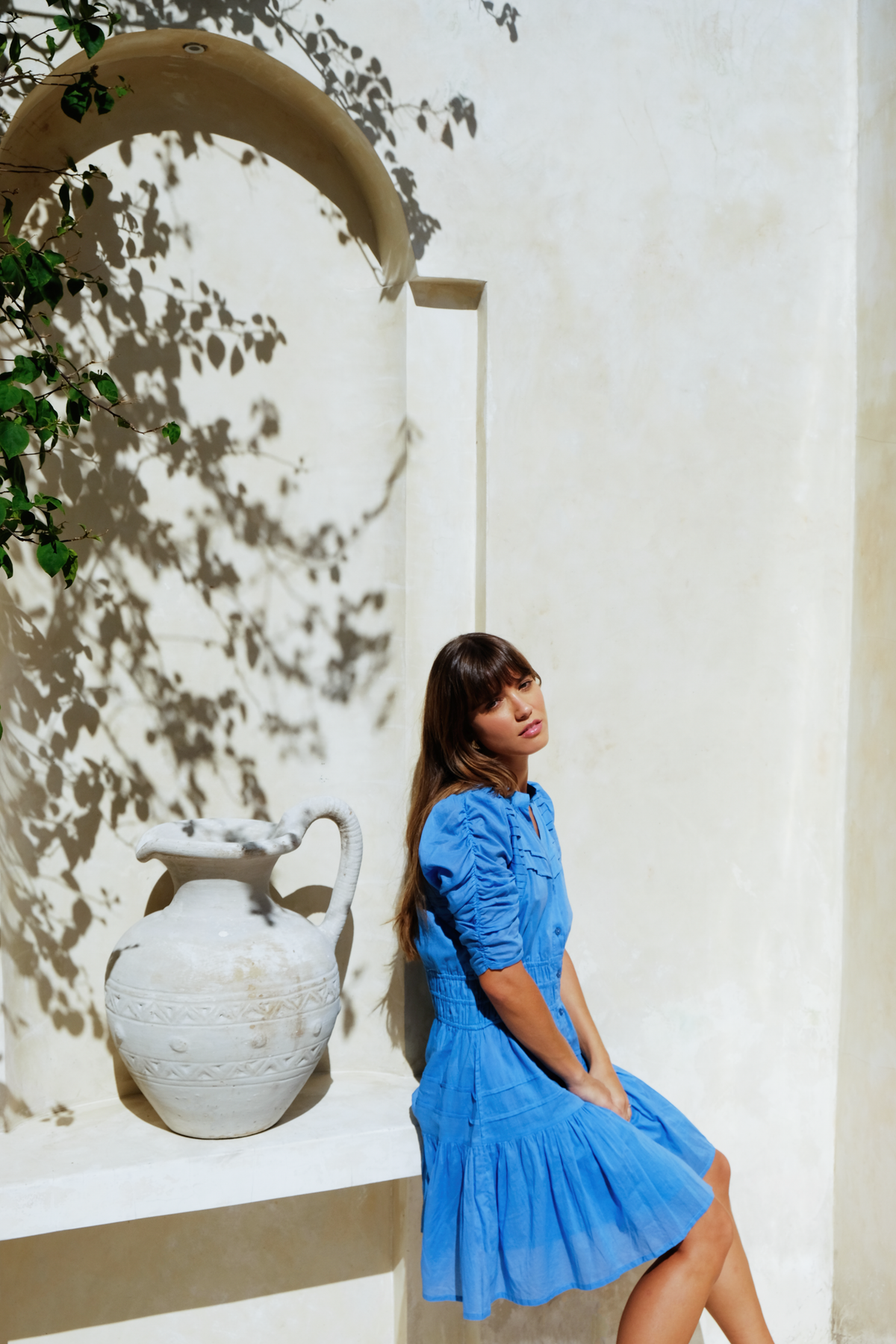Fabienne Mini Dress - Blue Voille