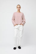Breton Boatneck Longsleeve - Cream Winetasting Stripe
