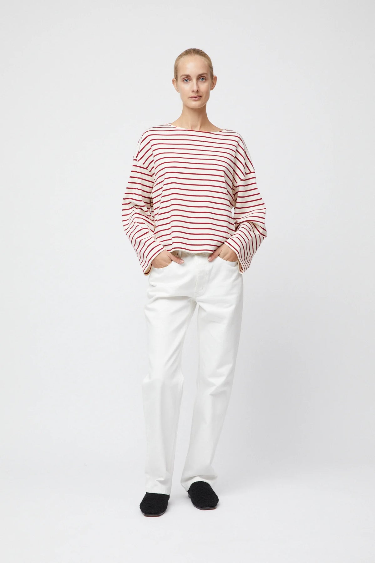 Breton Boatneck Longsleeve - Cream Winetasting Stripe