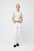 Toulouse Cardigan Tee - Linen Snowflake Stripe