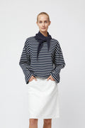 Breton Boatneck Longsleeve - Navy Cream Stripe