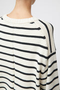 Cape Cod Cotton Sweater - Cream Black Stripe