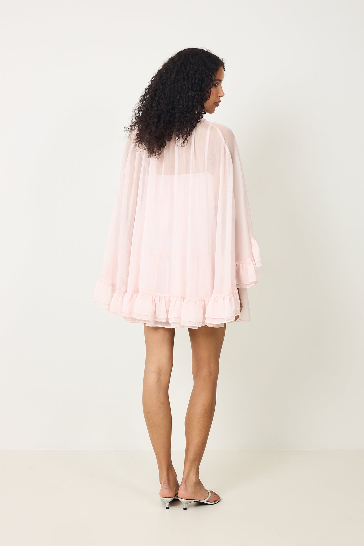 Margo Chiffon Cape Dress - Light Pink