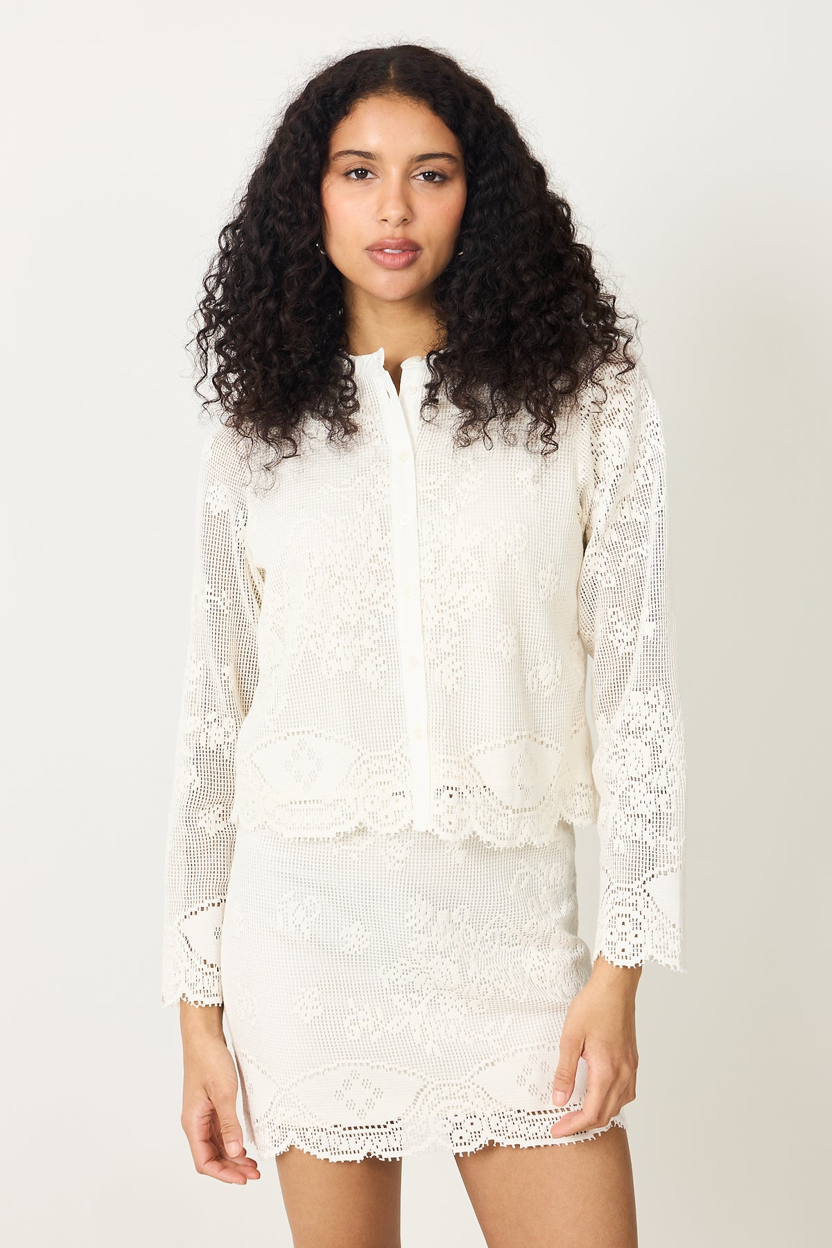 Luna Lace Minikjol - Creme