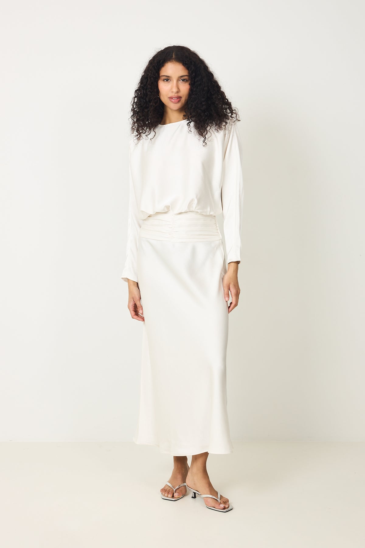 Billie Maxi Satin Dress - Creme