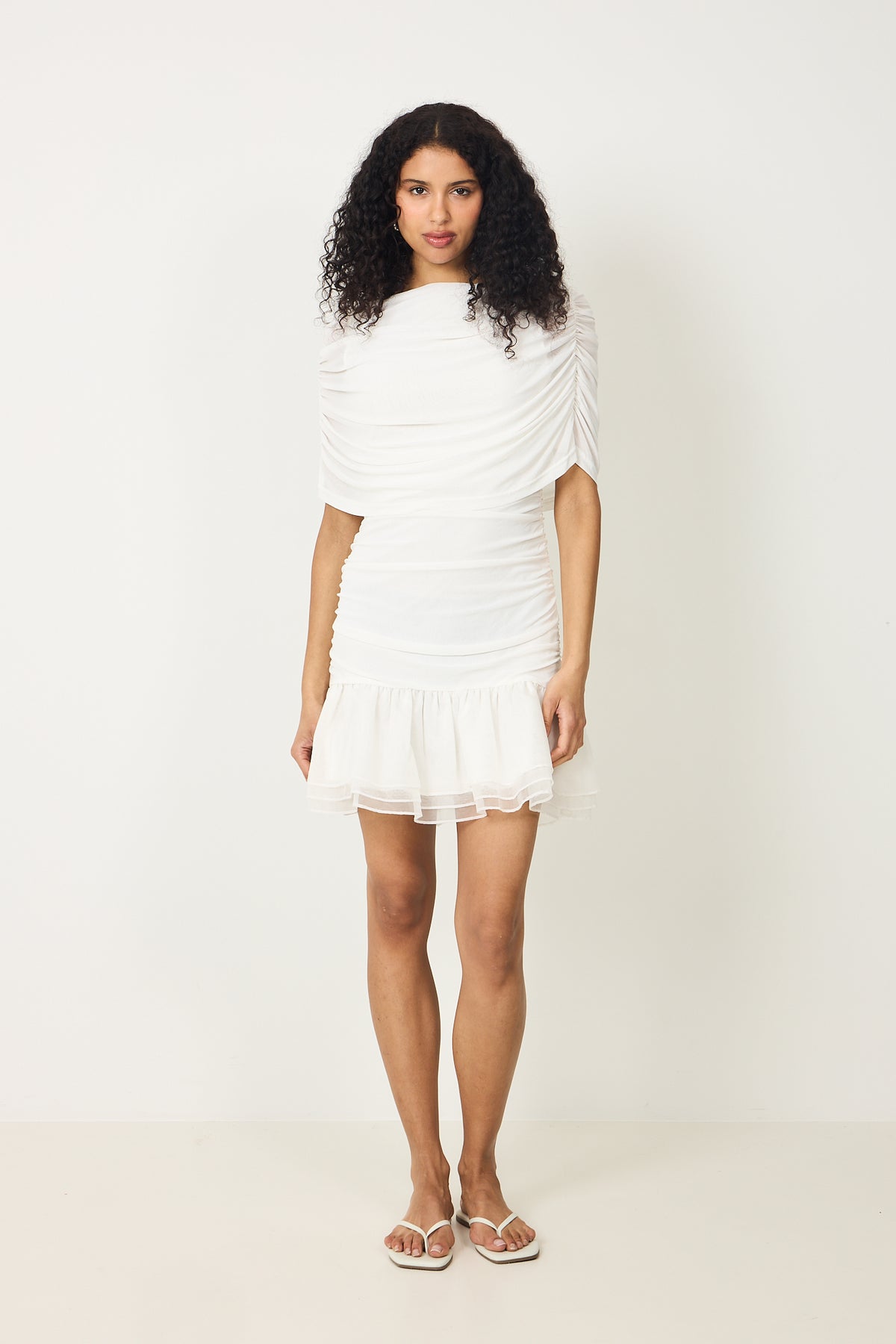 Elara Mesh Mini Dress - Off White