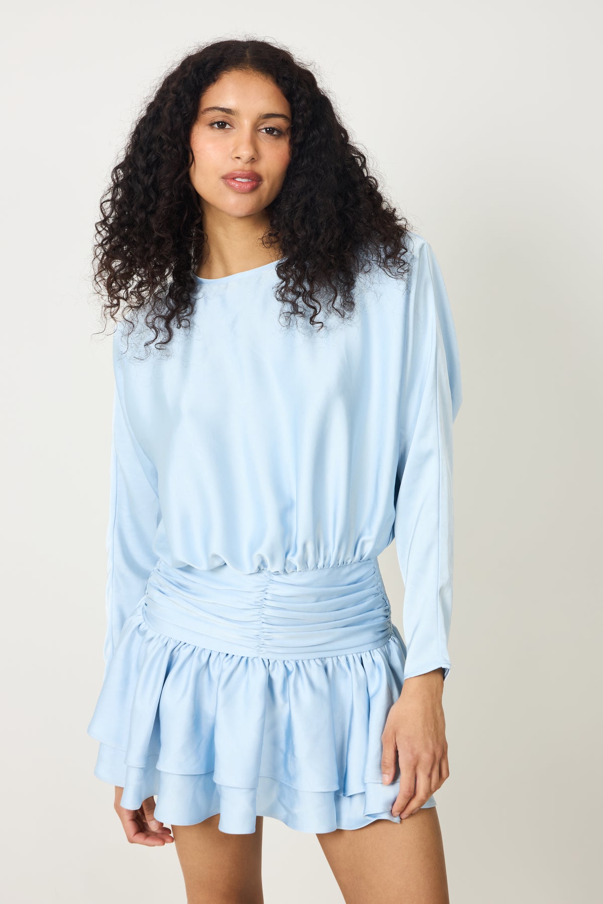 Cordelia Satin Mini Dress - Ljusblå