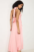 Lola Satin Halter Maxi Dress - Coral
