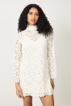 Sabrina Lace Mini Dress - Creme